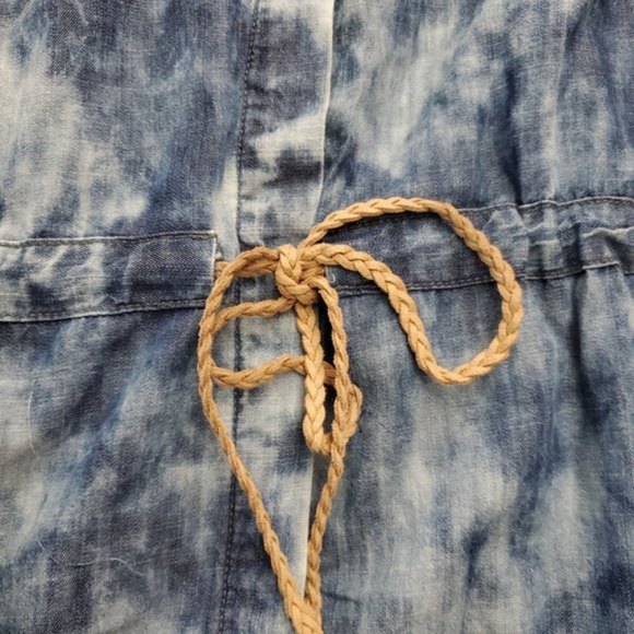 𝅺Life in Progress LARGE Urban Outfitters Blue Acid Wash Shirt dress Boho Belted - Picture 8 of 12